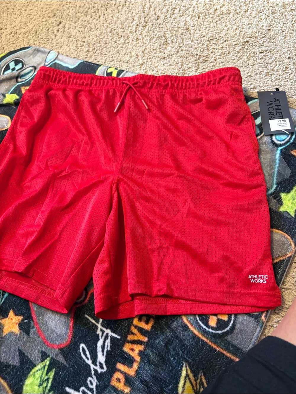 Athletic Works Bright Red Men's Mesh Workout Shorts
